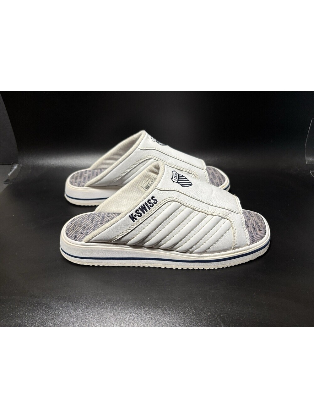 Vintage K-Swiss Versad White Leather Mules Slides Size 9 30952/K53